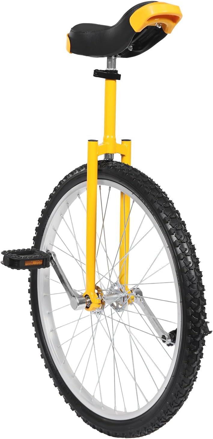 24In Unicycle Fitness Bicycle Training Balance Bike Adjustable Height Exercise Cycle Thickened Steel Frame&Wheel Rim for Office Workers Students Cycling Enthusiasts Above 5.74ft