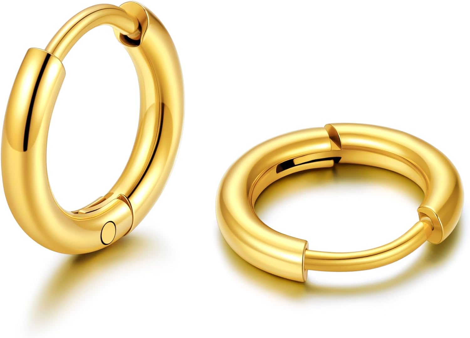 U7 Small Hoop Earrings for Women Men Stainless Steel/Black/Gold Huggie Hoop Earrings Hypoallergenic Lightweight 7/8/9/10/12/14/16mm