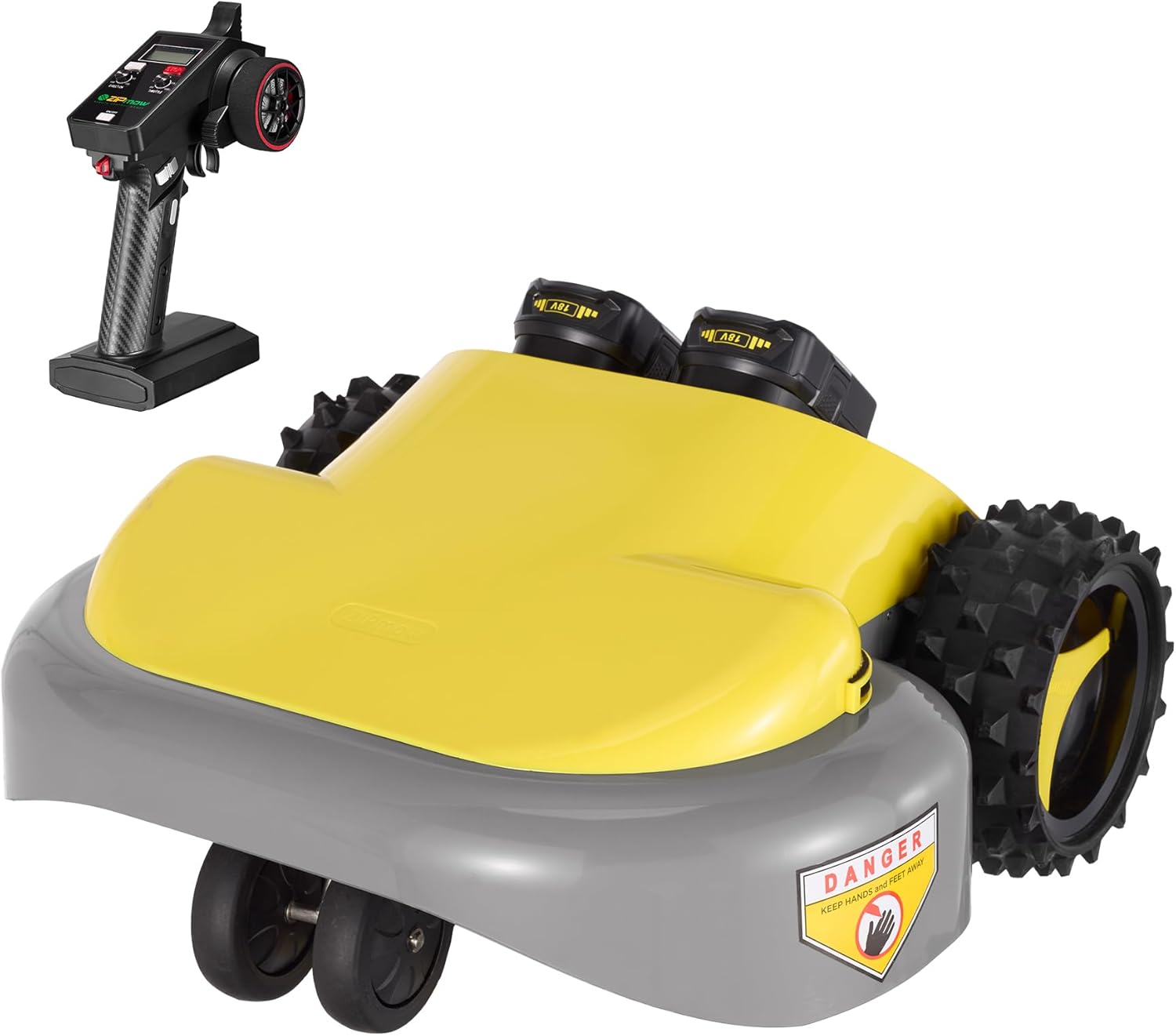 Remote Control Lawn Mower, Battery Powered Rc Lawn Mower, Cut Height 2.0"-3.0", 45% Slope, Remote Control with Adjustable Speeds, 100% Electric All-Wheel Drive
