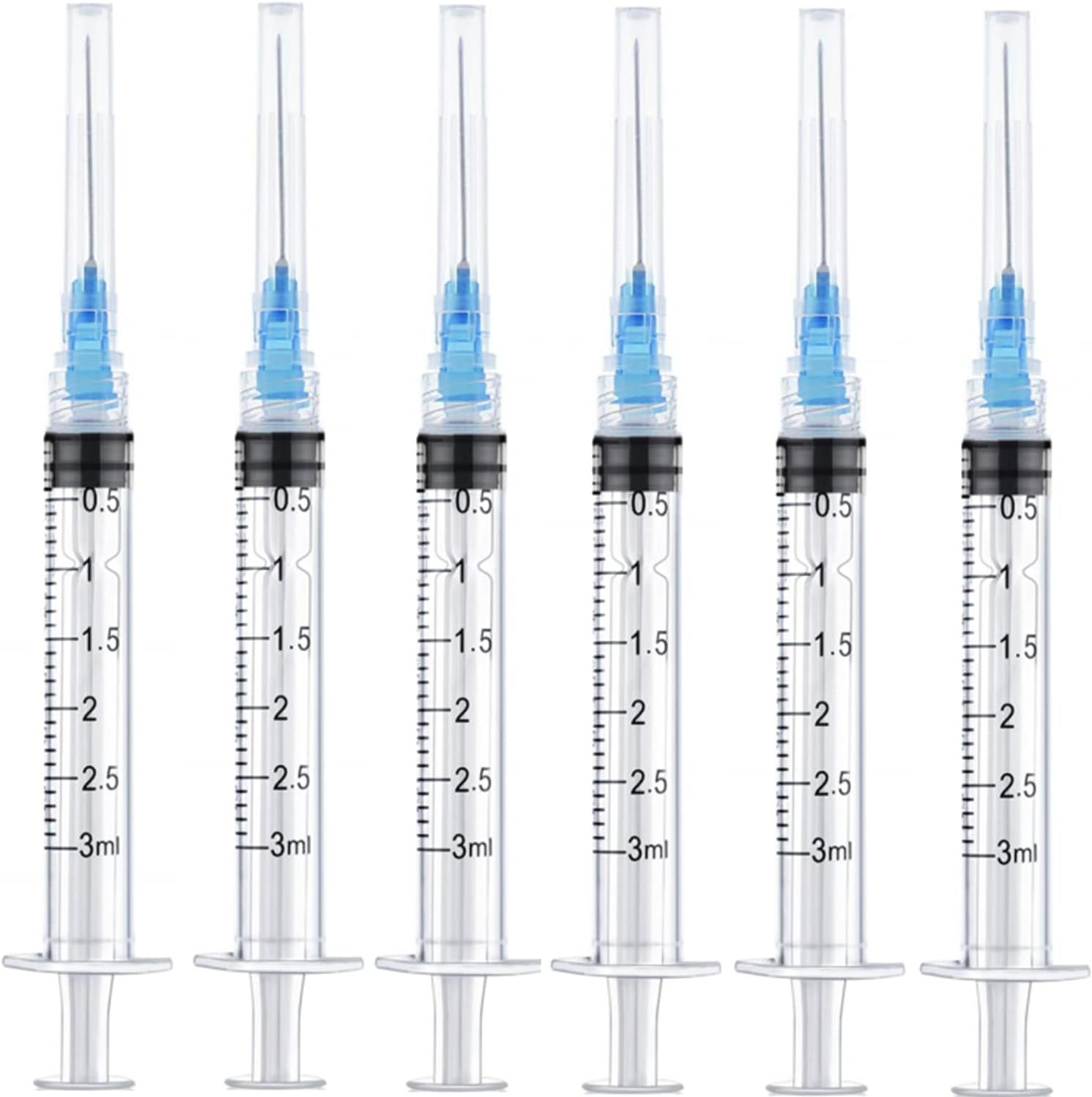 25 Pack 3ml Plastic Syringes with 23Ga, for Scientific Labs, Industrial Dispensing and Liquid Measuring Syringe Tools, Individually Sealed Packaging