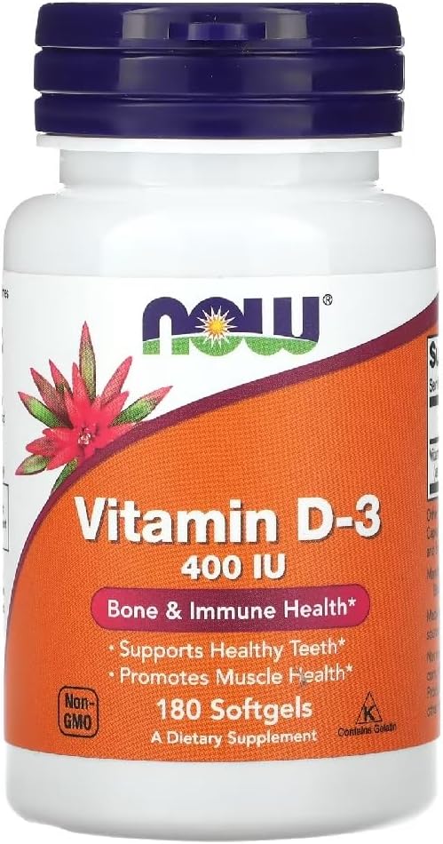 Now Foods – Vitamin D-3 400 IU | Daily Vitamin D Support – 180 Softgels
