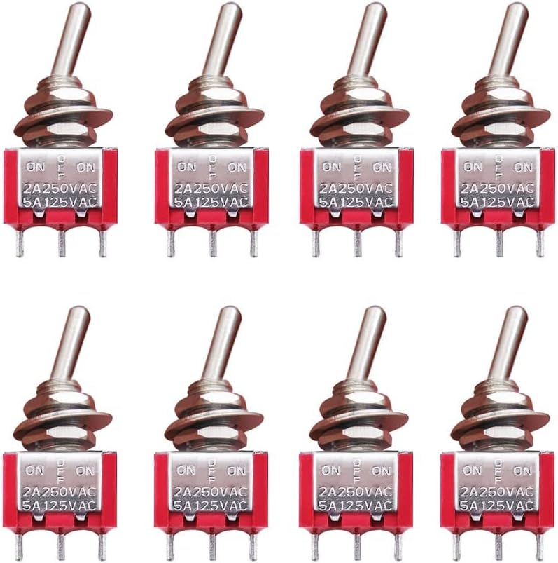 mxuteuk 8pcs SPDT Mini Toggle Switch Miniature ON/OFF/ON Switches 3Pins 3Position 5A 125V 2A 250V for DIY Car Dash Dashboard Electronic Equipment MTS-103