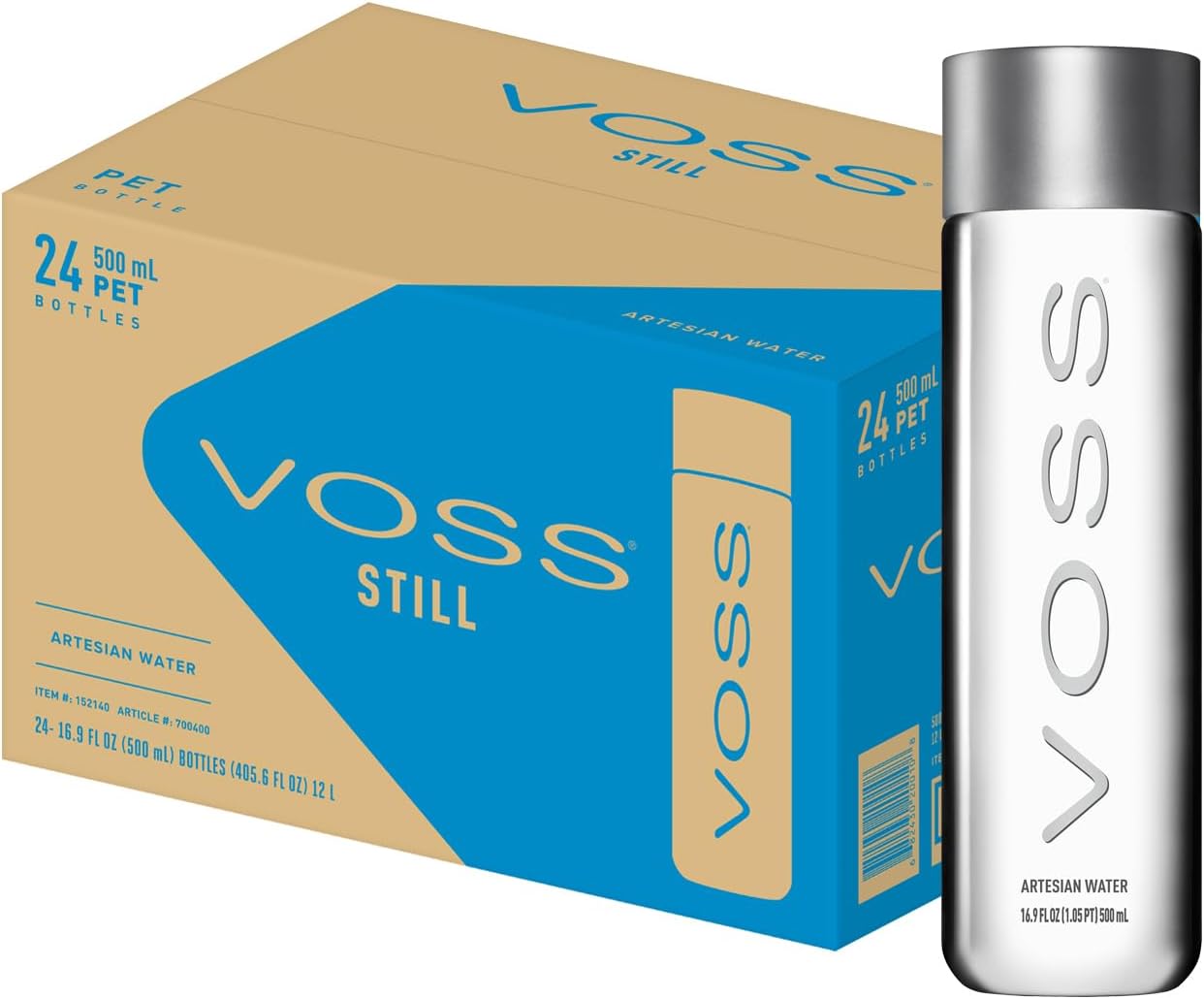 Voss PET Artesian Still Water Bottle 500 ml (Pack of 24)