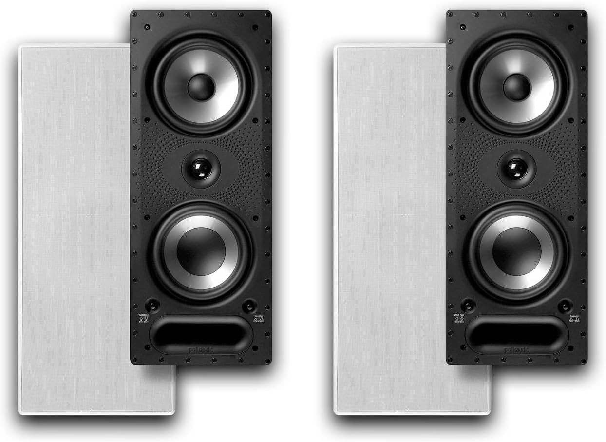 Polk Audio 265-RT 3-Way in-Wall Speakers - The Vanishing Series | 2 Speakers | Easily Fits in Ceiling/Wall | Use in Front, Rear or as Surrounds | White, Paintable Grille