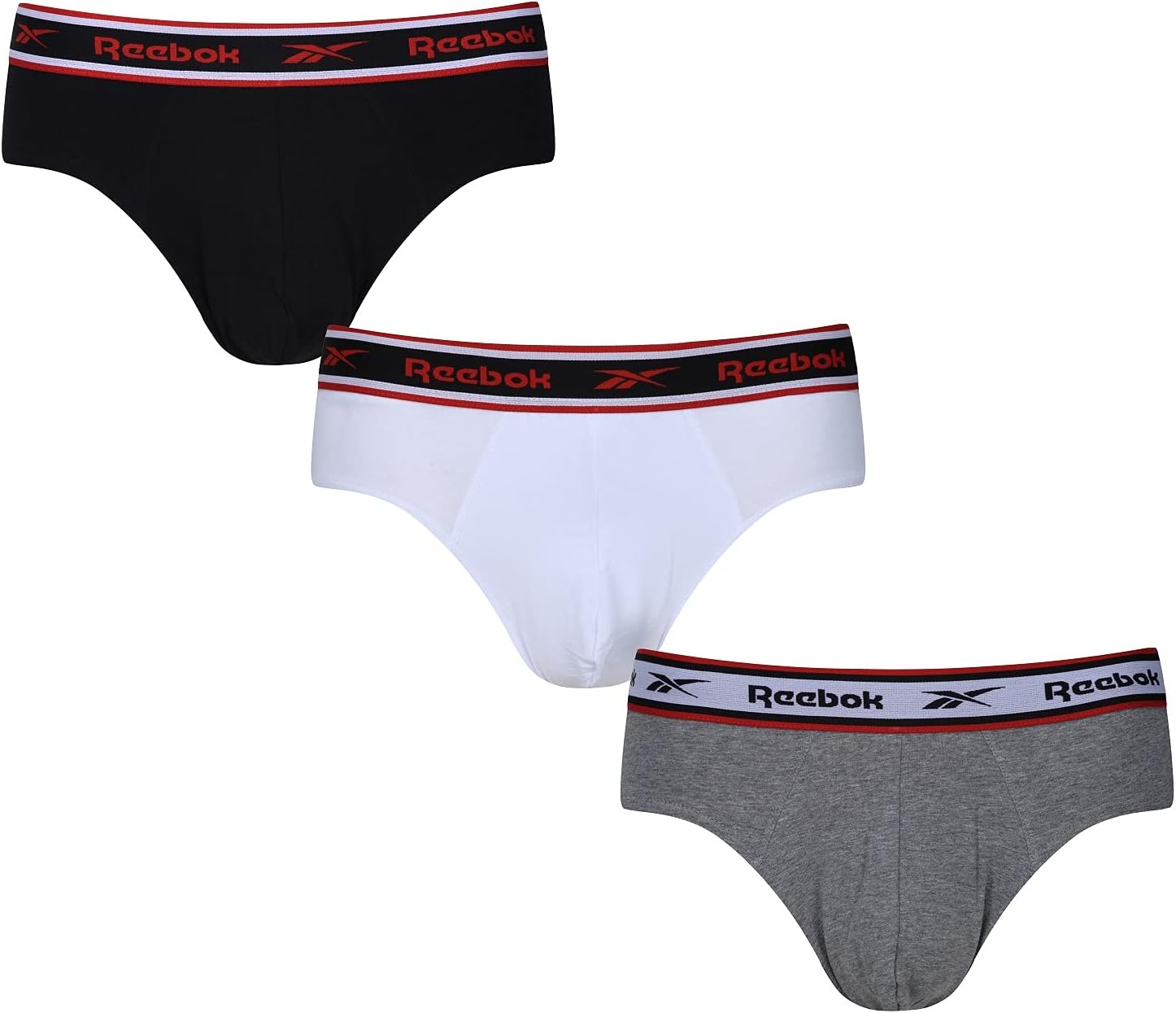 Reebok Chase Mens Briefs | Pack of 3 Sports Underpants, Breathable & Stretchable Cotton Underwear for Men | Multipack Underwear Briefs