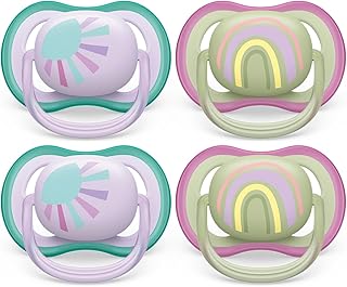 Philips Avent Ultra Air Pacifier - 4 x Light, Breathable Baby Pacifiers for Babies Aged 0-6 Months, BPA Free with Sterilizer Carry Case, SCF085/51