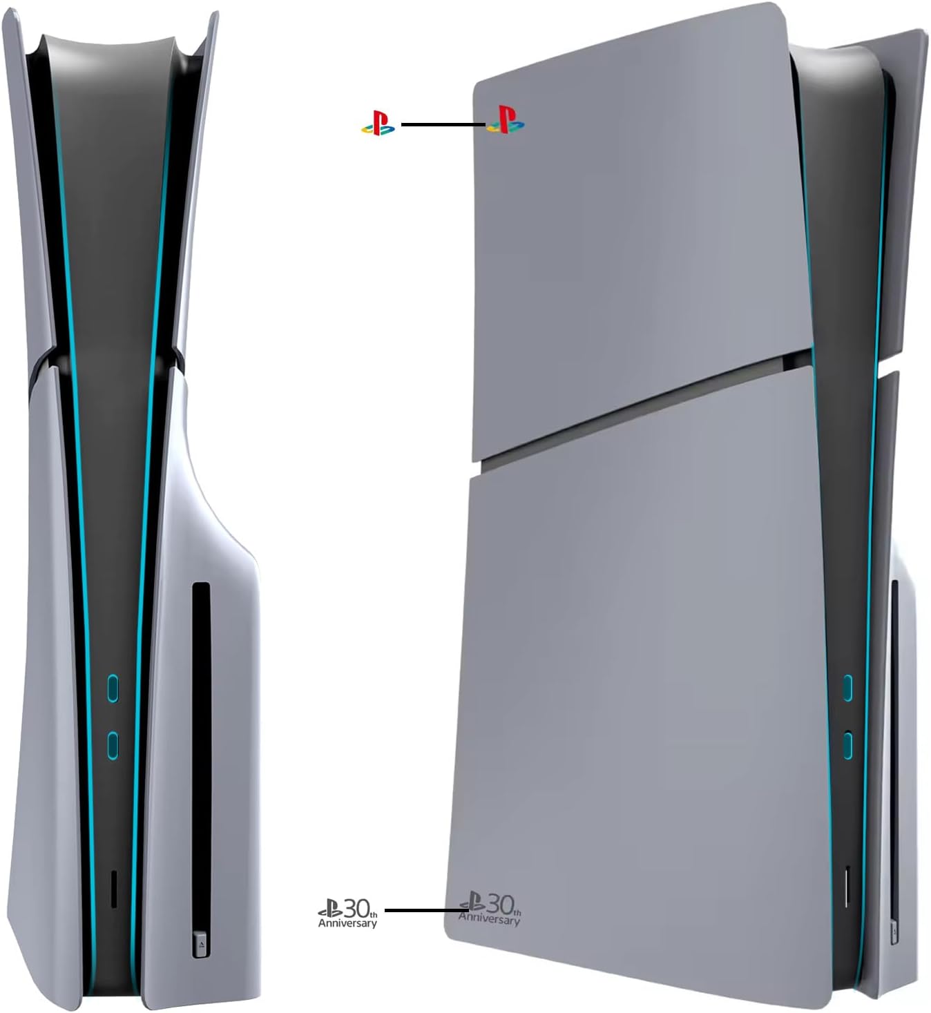 ElitePlay 30th Anniversary Grey PS5 Slim Disc Faceplates Cover Case Replacement for PS5 Slim Model Disc Edition