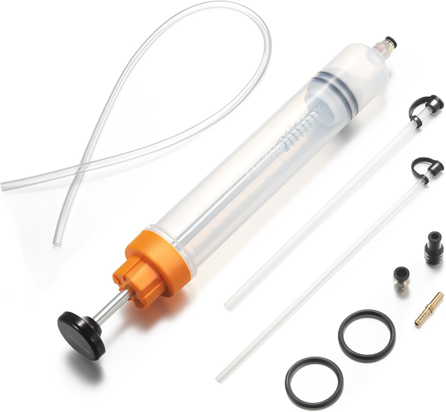 FOUR UNCLES 500cc Fluid Extractor & Fill Pump for Automotive Use - Oil Syringe with a 28" Hose & Two 12" Extension Tubes for Easy Oil Change