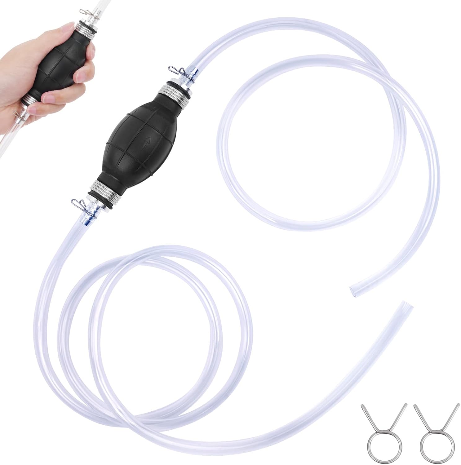 flintronic Fuel Petrol Syphon Pump, With 2M Hose, Water Liquid Transfer Pump, Manual Hand Siphon Pump For Gas Gasoline Petrol Oil Diesel Liquid Water Fish Tank Solvent