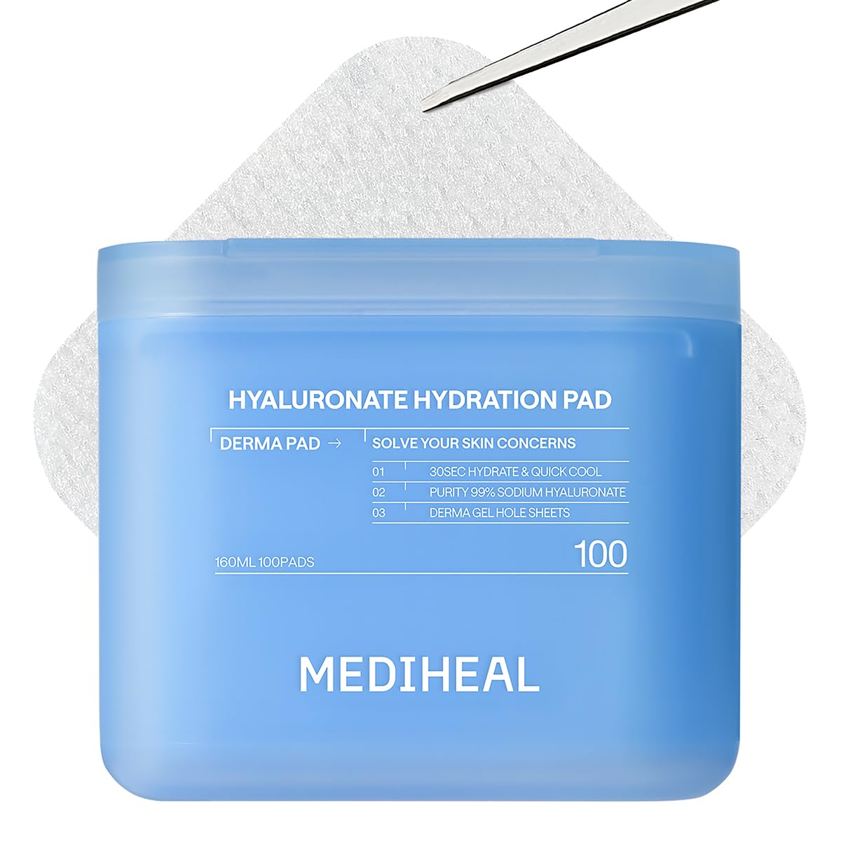 MEDIHEAL Hyaluronate Hydration Toner Pads for Hydration (100 Count)