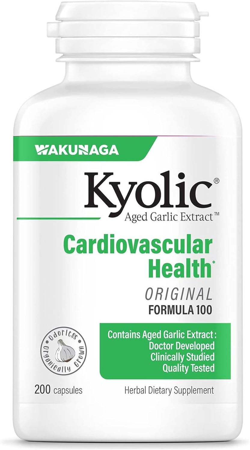 Kyolic Aged Garlic Extract Formula 100, Cardiovascular Health*, 200 Capsules.