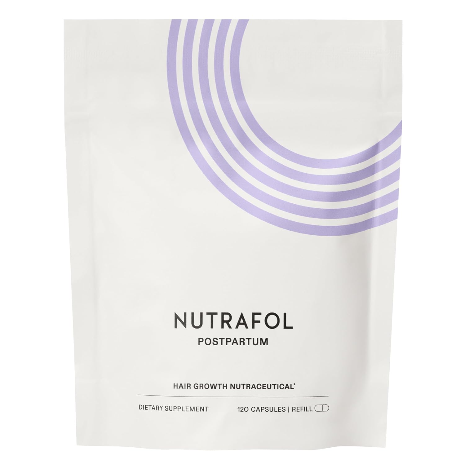 Nutrafol Postpartum Hair Growth Supplements, Clinically Tested for Visibly Thicker Hair and Less Shedding, Breastfeeding-Friendly - 1 Month Supply, 1 Refill Pouch