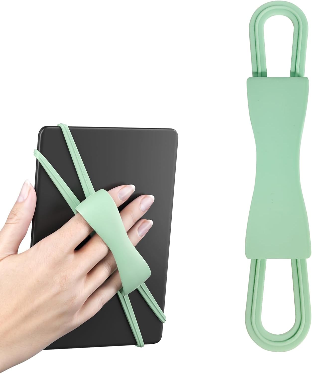 Comfortable Hand Strap Holder Compatible with Kindle, Secure Lightweight Grip Accessory for Reading in Bed, Compatible with 4.7-8" Kindle Paperwhite/Oasis/Kobo/E-Books/Tablets (Matcha)