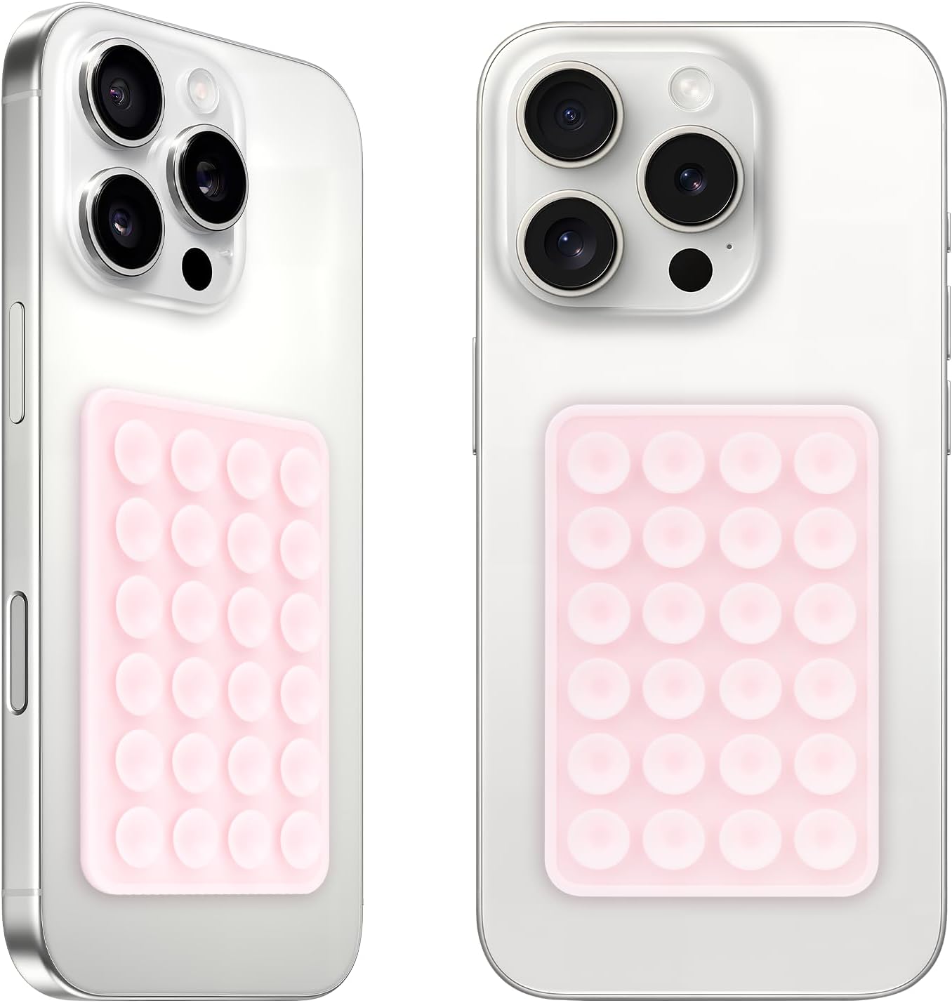 2Pack Silicone Suction Phone Case Mount, Suction Cup with Strong Suction Power, Hands-Free Phone Accessories Holder, Silicon Adhesive Phone Stand Sticky for Cell Phone Light Pink