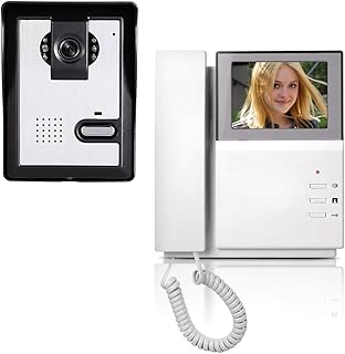 Video Door Phone System, 4.3 Inches Clear LCD Monitor Wired Video Intercom Doorbell Kits, IR Night Vision Outdoor Camera Door Intercom, Doorphone Telephone Style for Home Improvement