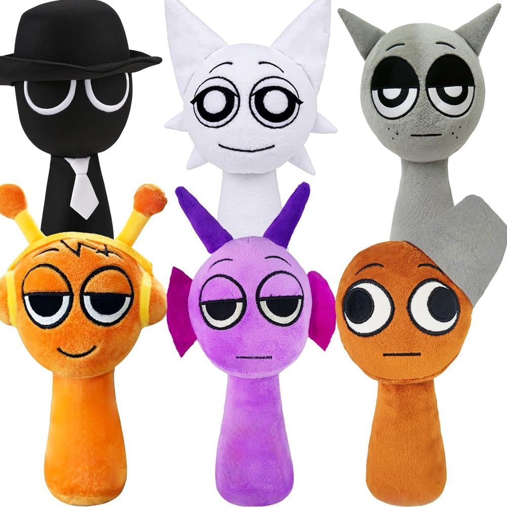 Dlishka S-prunki Plushies Merch, s-prunki Toys Plush, Realistic Cute Soft Stuffed Animal Doll Pillows Game Fans Boy Girl Kids (6PCS)