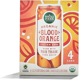 Whole Foods Market 4 Pack Organic Italian Soda, Blood Orange, 11.2 Fluid Ounce (Pack of 4)