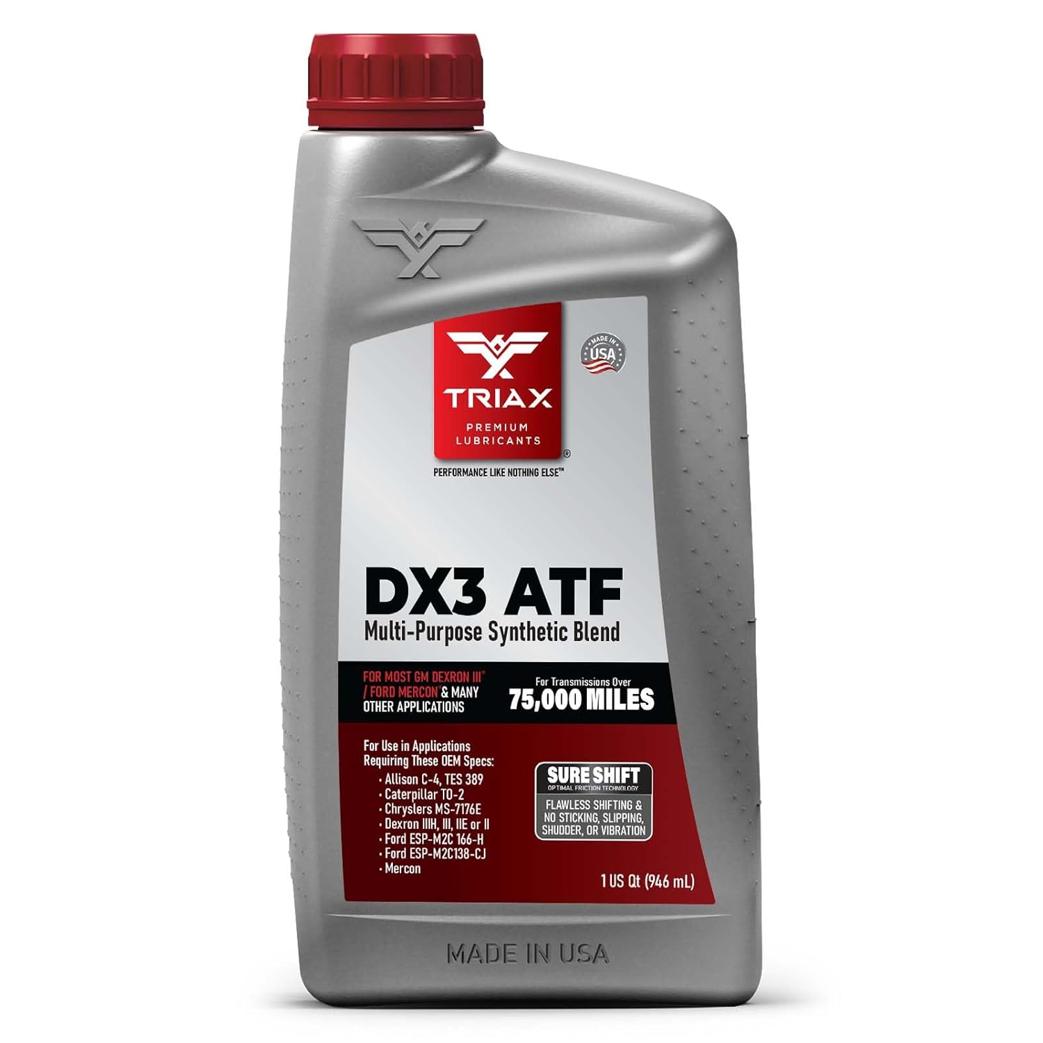 TRIAX DX3 ATF Multi-Purpose Automatic Transmission Fluid Dexron III & Mercon Approved Friction-Optimized for Smooth Shifting & Wear Protection - For Automatic Transmissions & Power Steering