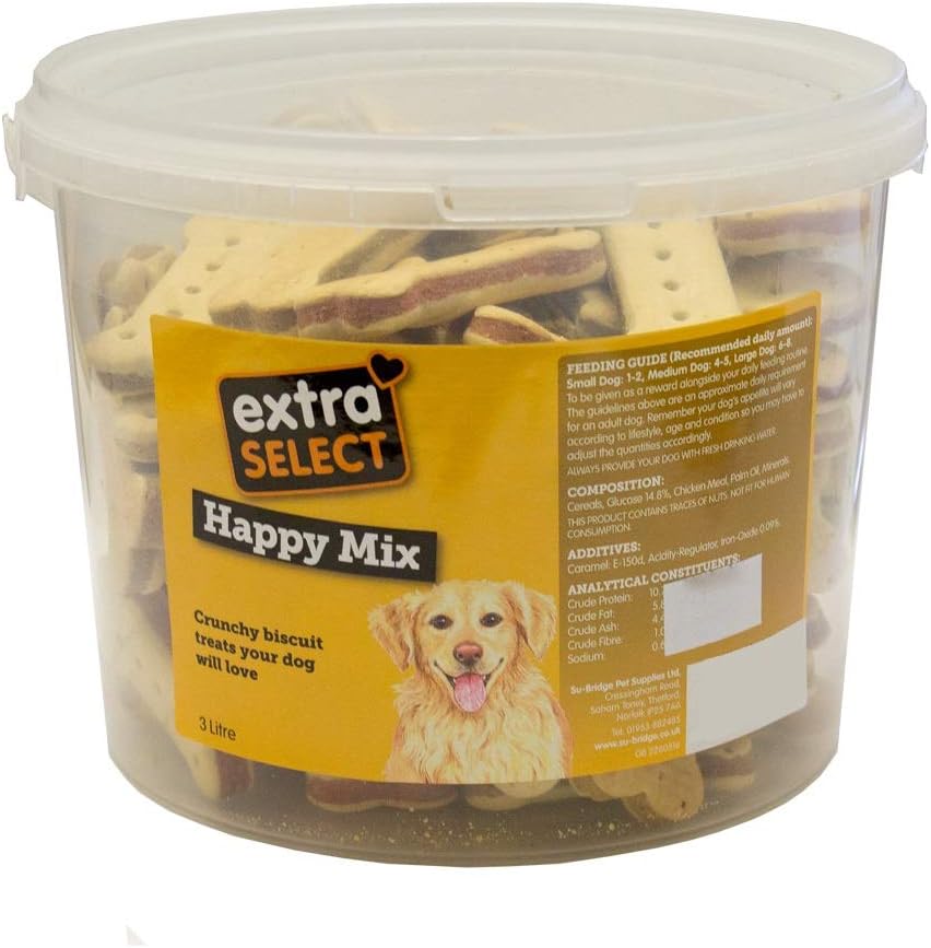 Extra Select Happy Mix Dog Treat Biscuits in a 3ltr Bucket (approx 100 biscuits)