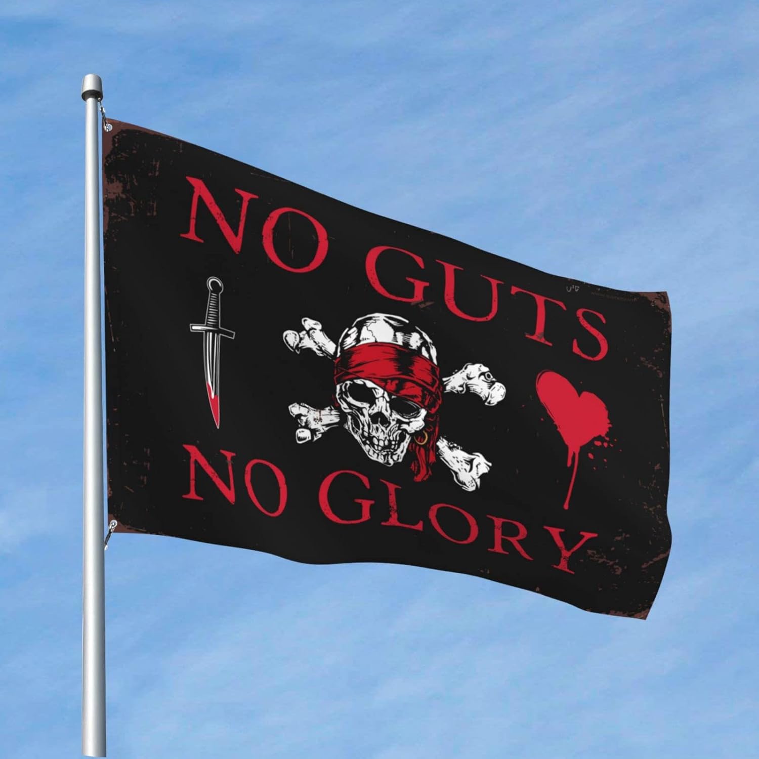 Funny Garden Flags Pirate No Guts No Glory Flag Bedroom Accessories Stuff For Boys Room(60X90CM)