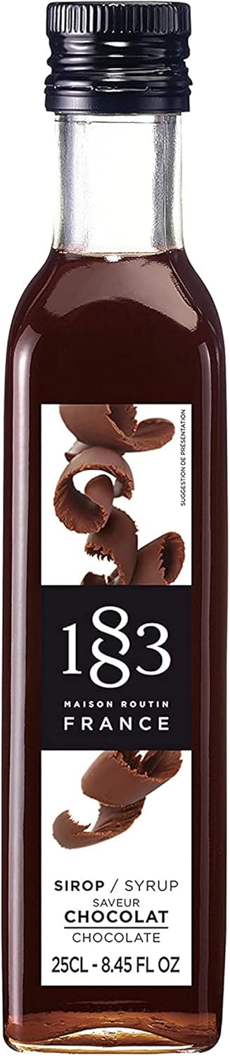 1883 Maison Routin Premium Chocolate Syrup for Coffee, Lattes, Hot Chocolate, Desserts Glass 250ml