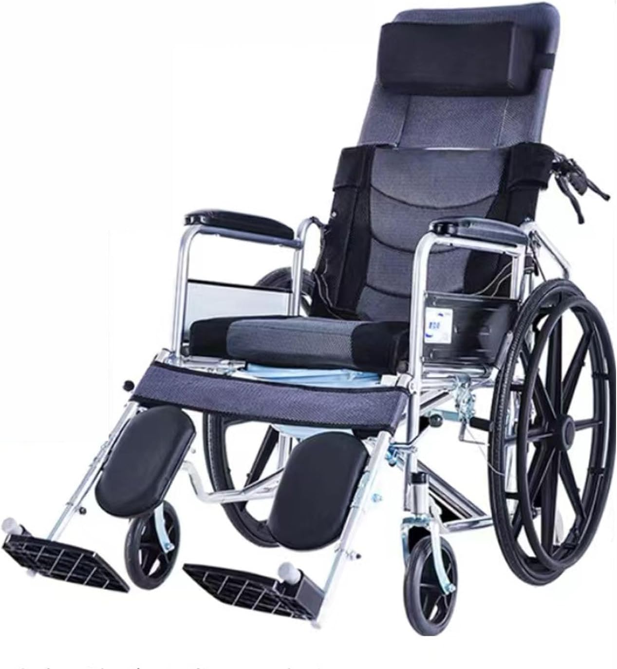 caulo High-Back Foldable Wheelchair for Adults 220-Lbs Reclining Seat Folding Self-Propelled All-Terrain Heavy-Duty Wheel Chair (F)