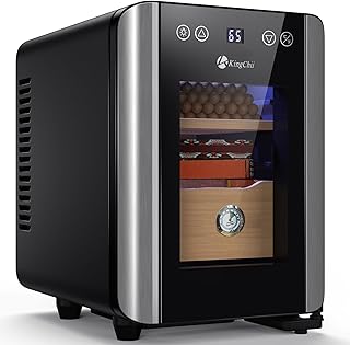 KingChii 8L Electric Cigar Humidors Temperature Control System, Cooling & Heating Humidor Cabinet with Spanish Cedar Wood Shelves & Hygrometer, Father's Day Gift for Men (2 Layers 80 Capacity)