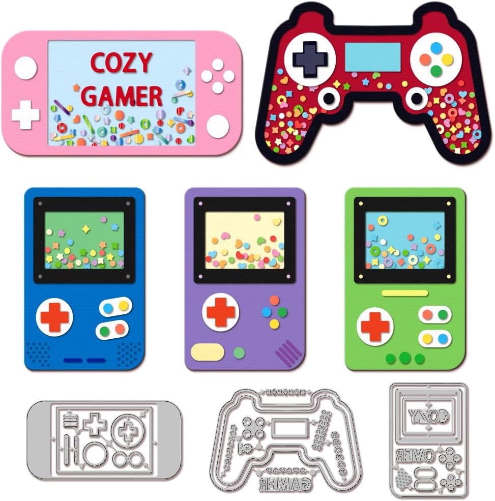 GLOBLELAND Game Console Shaker Cutting Dies for Card Making Metal Die Cuts Game Machine Shaker Cutting Dies Templates for Scrapbooking Journal Embossing Paper Craft Decor