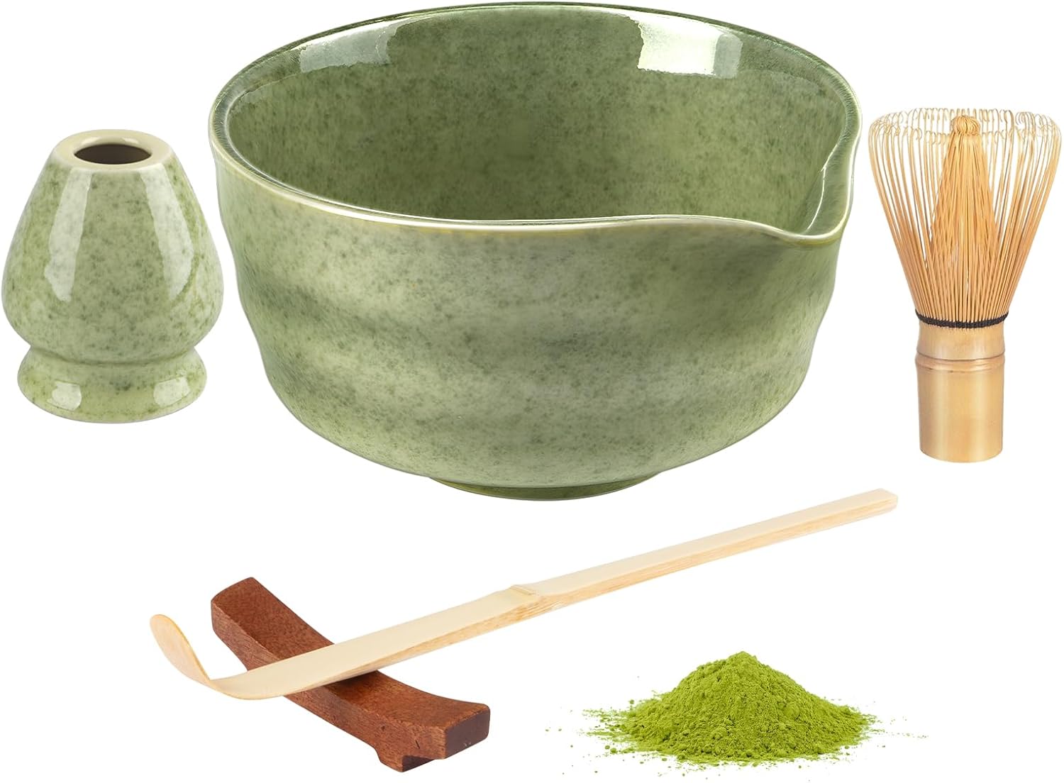 Matcha Set, 5 Pcs Matcha Kit Includes Matcha Bowl, Matcha Whisk, Whisk Stand, Bamboo Scoop, Spoon Rest, Japanese Tea Set for Matcha Lovers (Powder Not Included)