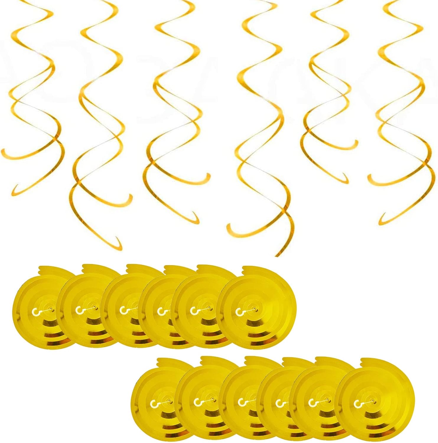 12Rolls Hanging Swirl Decorations Gold for Happy Birthday Party Swirls Decorations-Gold Hanging Swirls Ceiling Decorations Shiny Foil Swirls for Wedding,Baby Shower,Xmas,Birthday Party Supplies