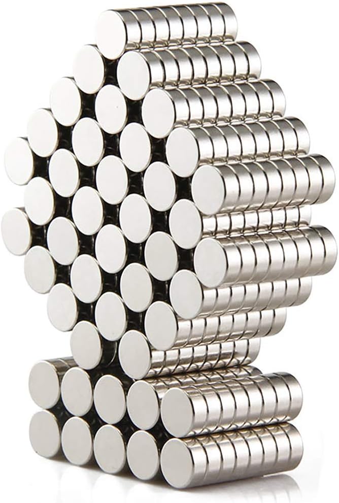 DIYMAG 300 PCS Small Refrigerator Premium Brushed Nickel Fridge, Office Magnets, 6x2 mm