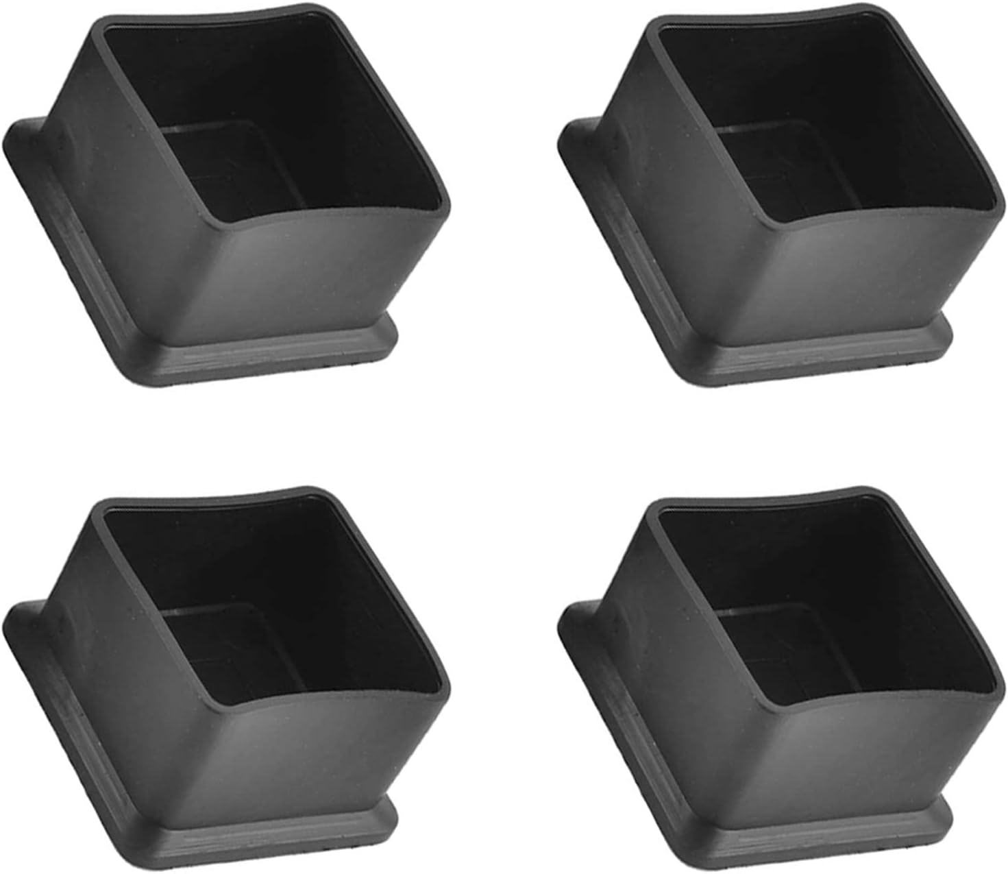 METALLIXITY Chair Leg End Cover (40mm x 40mm) 4Pcs, Square Rubber Furniture Feet Caps Floor Protector - for Sofa Table Patio Chairs, Black