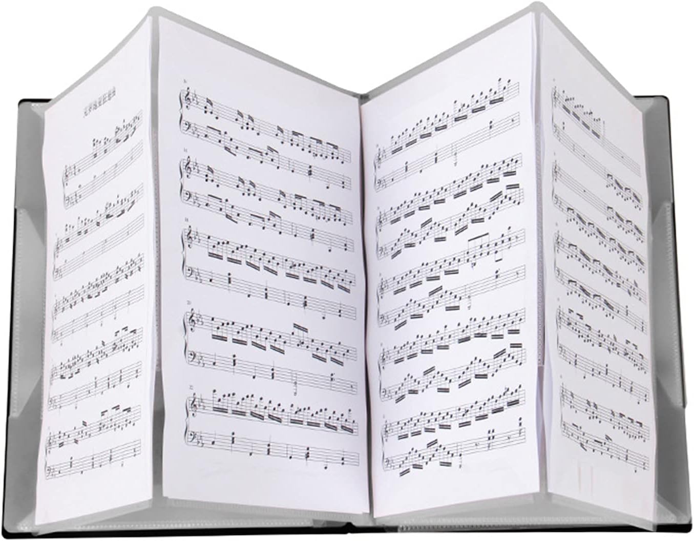 Music Folder, Funight A4 Band Folder 4-Sided Spread Easy Operation 40 Sheets Piano Music Score Holder for Home - Black