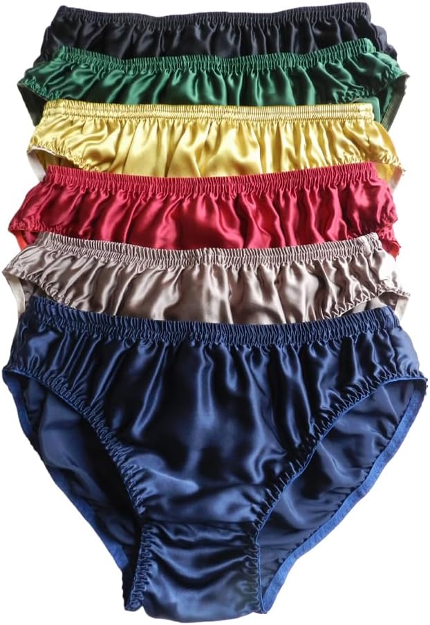 Men's Silk Briefs, 100% Silk Underwear, 6-Pack, M-2XL, Classic Style