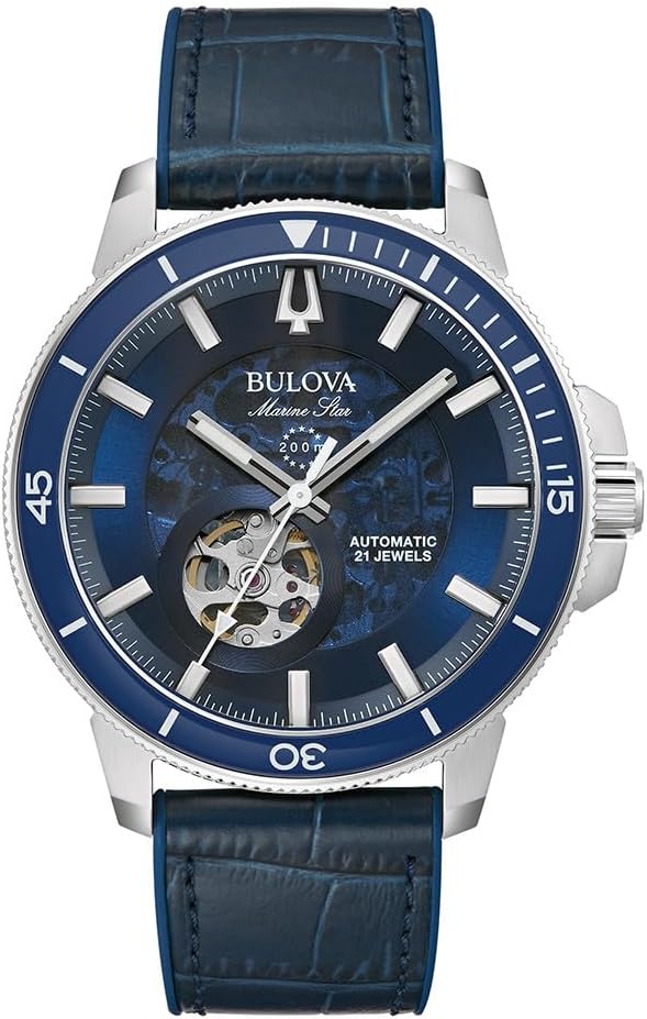 Bulova Men's Marine Star 'Series C' Automatic Stainless Steel 3-Hand Watch, Exhibition Case, Rotating Bezel