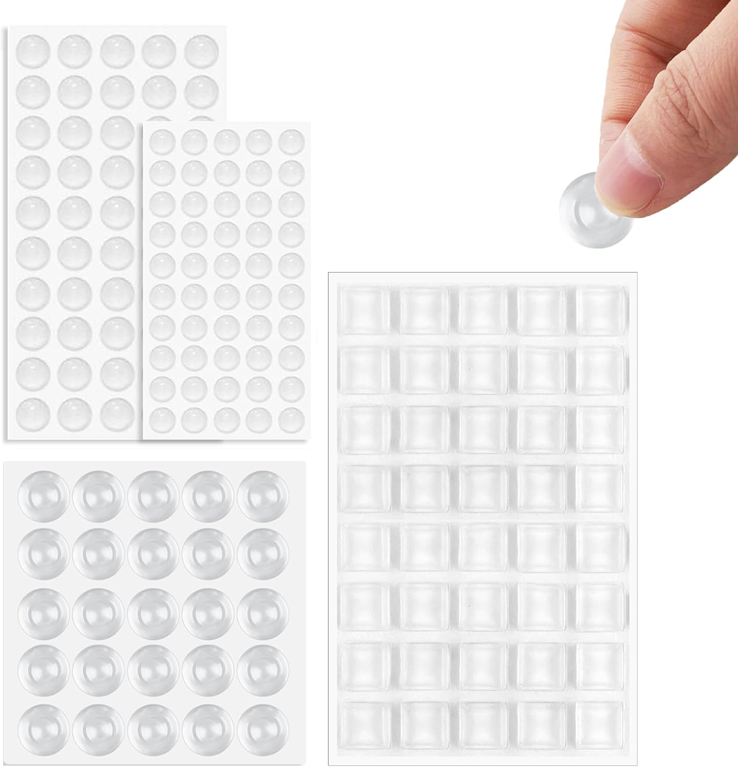 165 Pieces Silicone Bumpers Adhesive Buffer Pads Clear Cupboard Door Stops Pads,4 Sizes Rubber Stoppers rubber feet Clear Furniture BufferPads for Furniture Glass Tables Door Protect