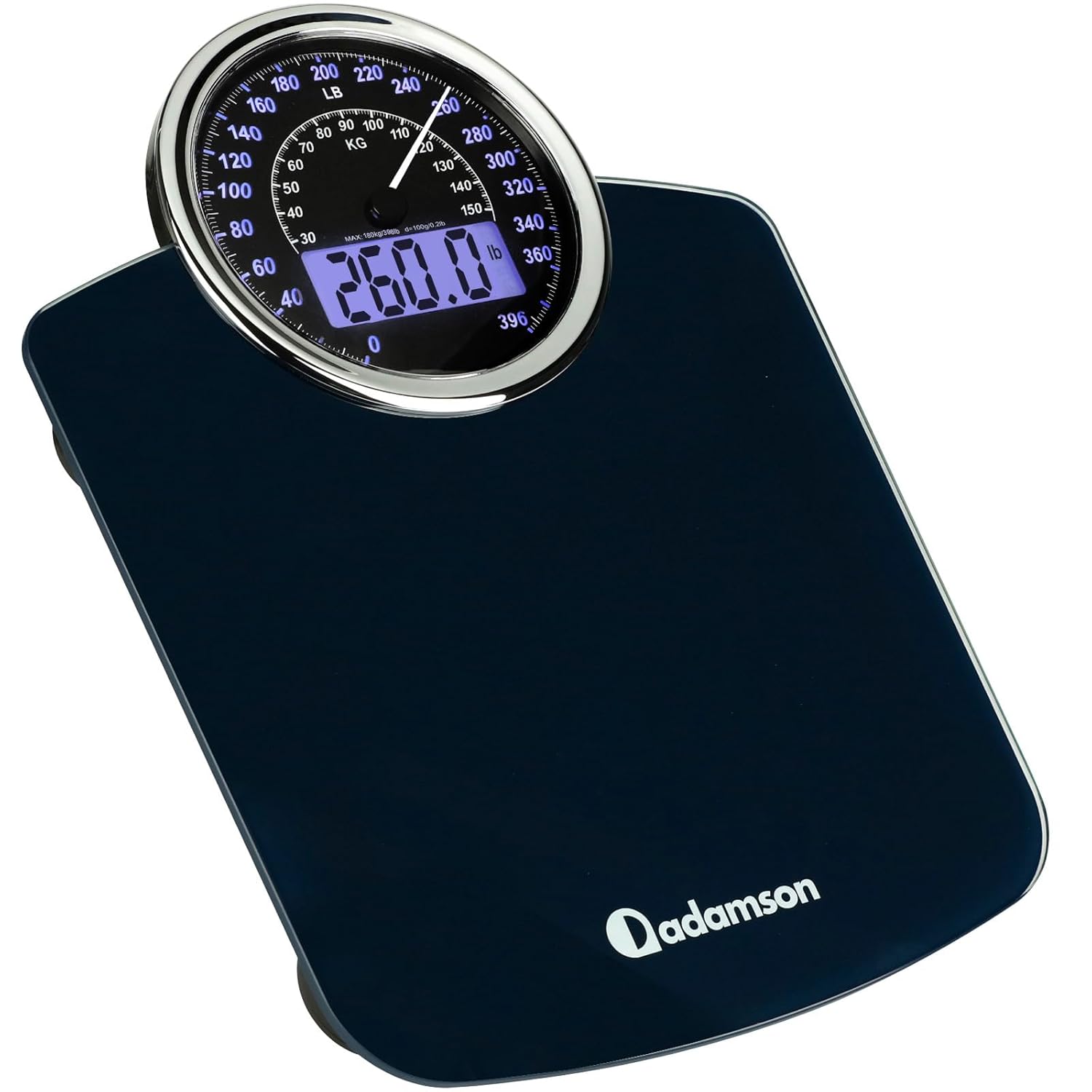 Adamson Hybrid 2-in-1 Analog & Digital Weighing Scale for Body Weight up to 400lbs + Thick Tempered Glass + Extra Large Display + Easy to Read Digital Bathroom Scale + New Version