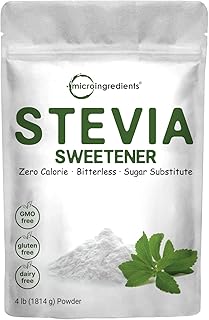 Stevia Sweetener Powder with Plant-based Erythritol, 4 Pounds (64 Ounces) | Keto, 0 Calorie, Low Carb, 4:1 Sugar Substitute, Natural Sweetener, Bitterless, Reb-A Stevia Leaf Extract, Non-GMO, Vegan