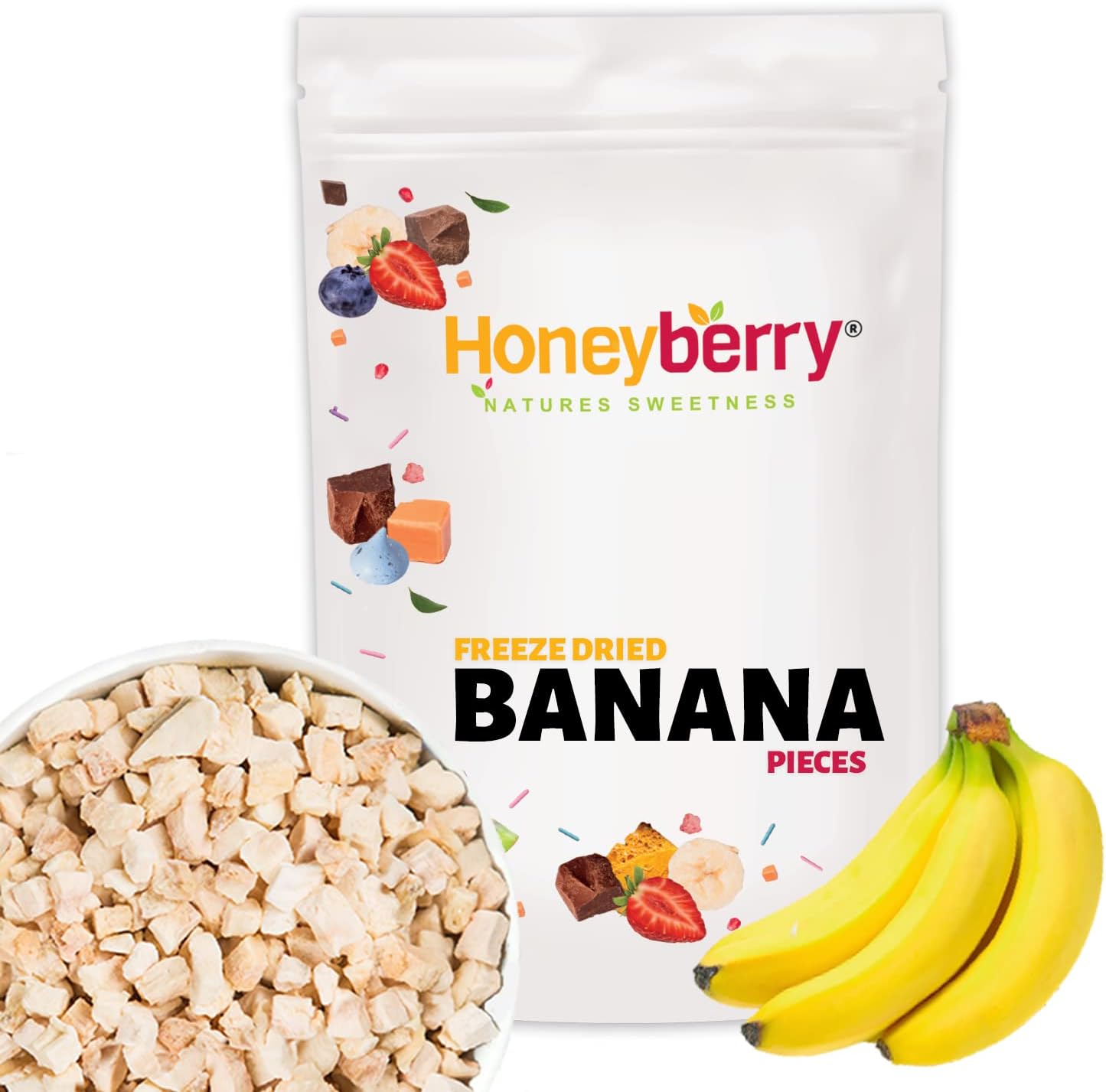 Freeze Dried Banana Pieces 100g - No Added Sugar, 100% Natural, Gluten Free, Vegan Friendly