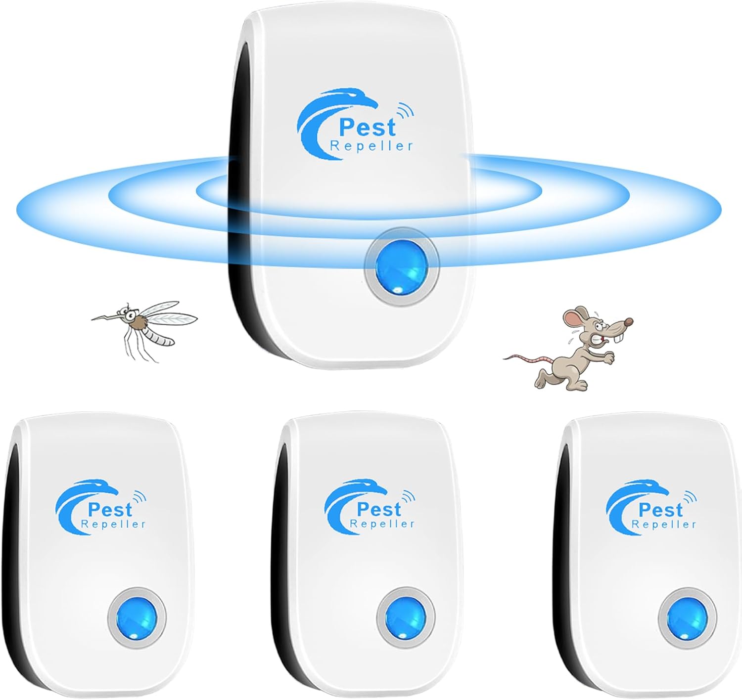 Ultrasonic Pest Repeller, 4 Pack Electronic Mouse Repellent Plug-in Insect Repeller, Rat Repeller Indoor Pest Control for Mice,Rats,Mosquito,Cockroach,Spiders,Flies,Rodent