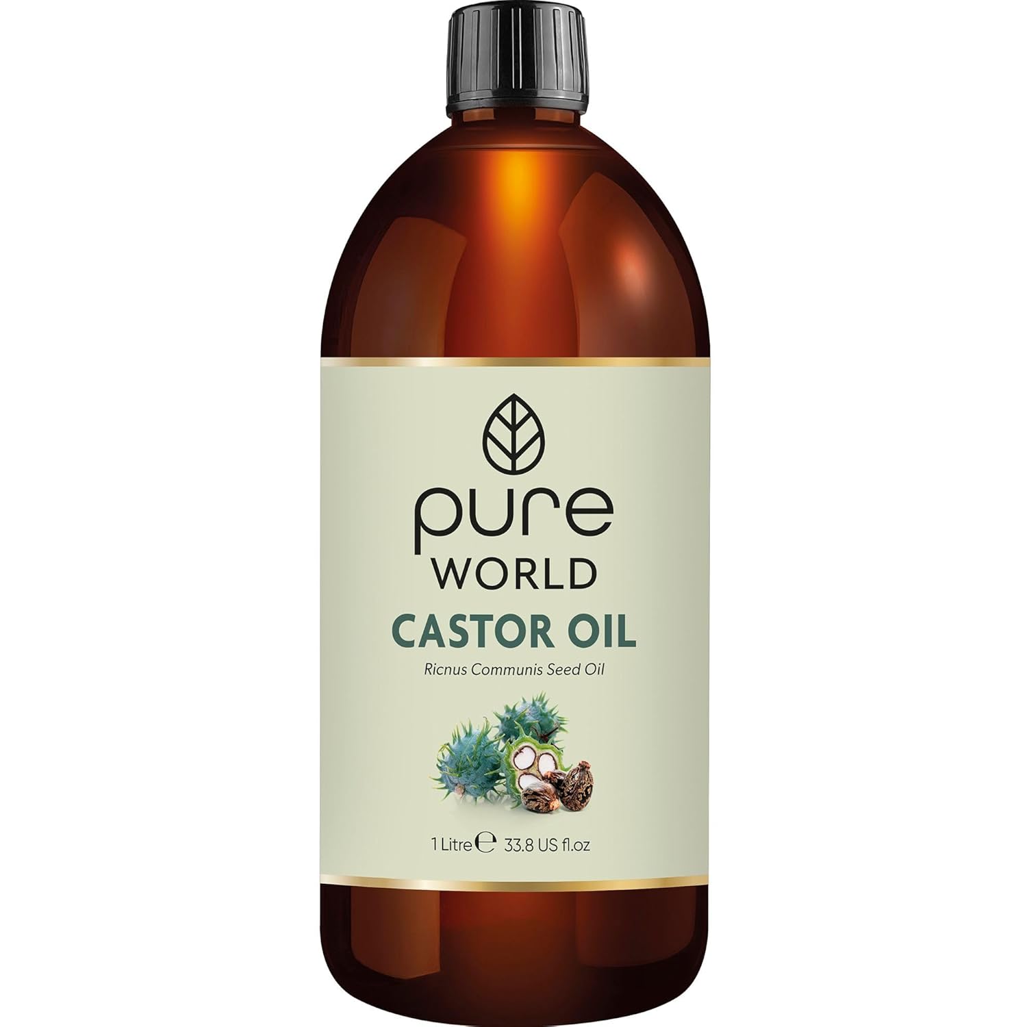 Pure World Castor Oil 1 Litre. Cold Pressed 100% Pure and Natural Hexane Free For Eyebrows, Nails, Beard, Hair, Eyelash Growth Cruelty-Free