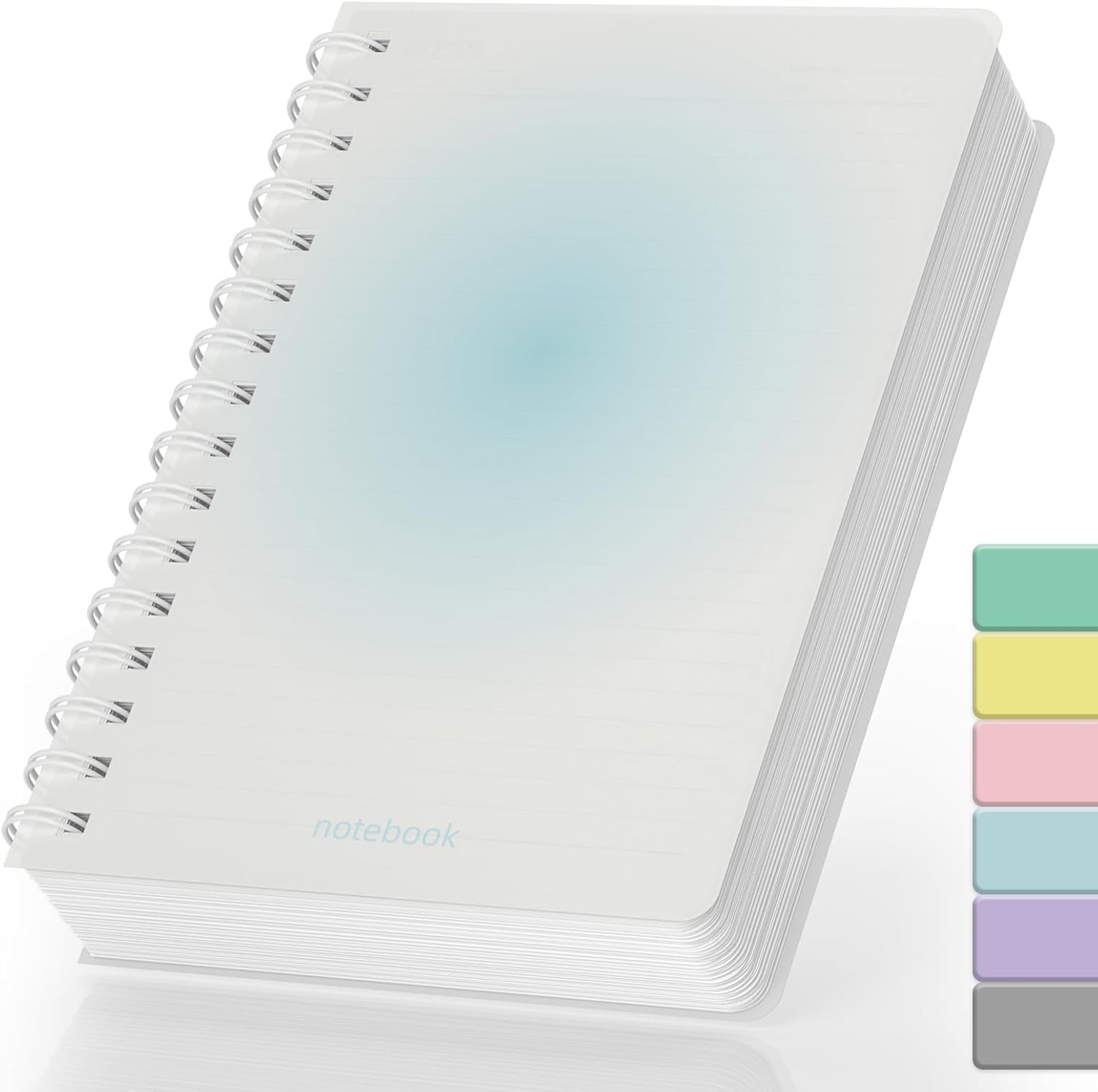 Smarpau A5 Notebook 300 Pages, Wirebound Spiral Notebooks for Writing with100gsm Thick Notepad Paper, PVC Waterproof Writing Journal for Women Men Work Note Taking School, 14.5 x 21cm, Blue