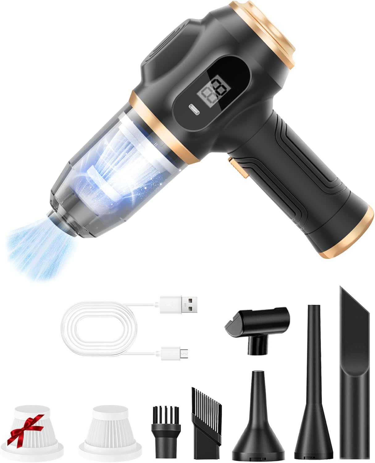 Yujia Electric Car Vacuum, for Car, Home, Office, Pet, Yujia Electric Handheld Vacuum Cleaner 120w High Power with Multi-Nozzles, Portable Rechargeable Cars Vacuum Cleaner Cordless