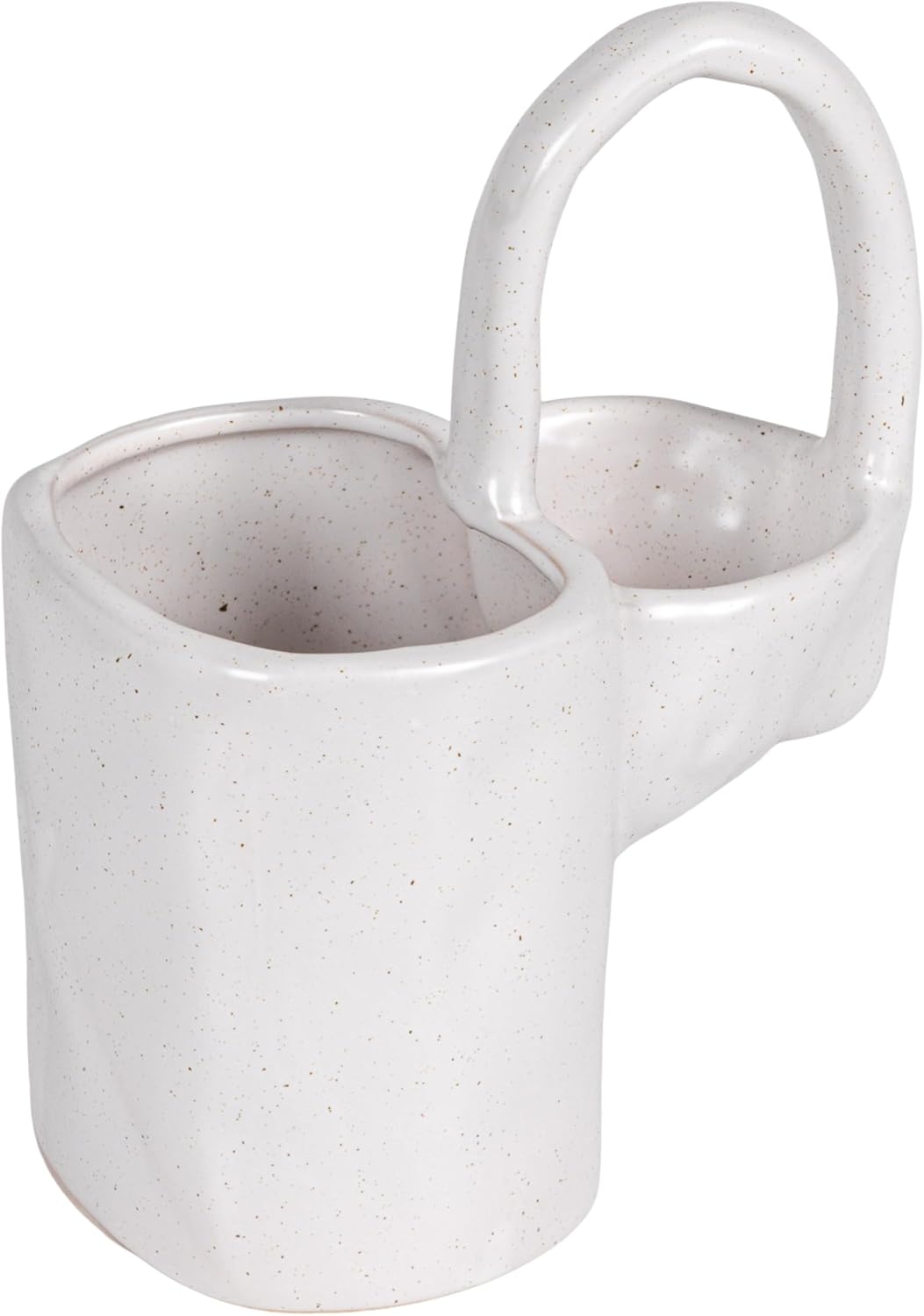 Creative Co-Op Stoneware Sponge and Dish Brush Holder, White Speckled Finish