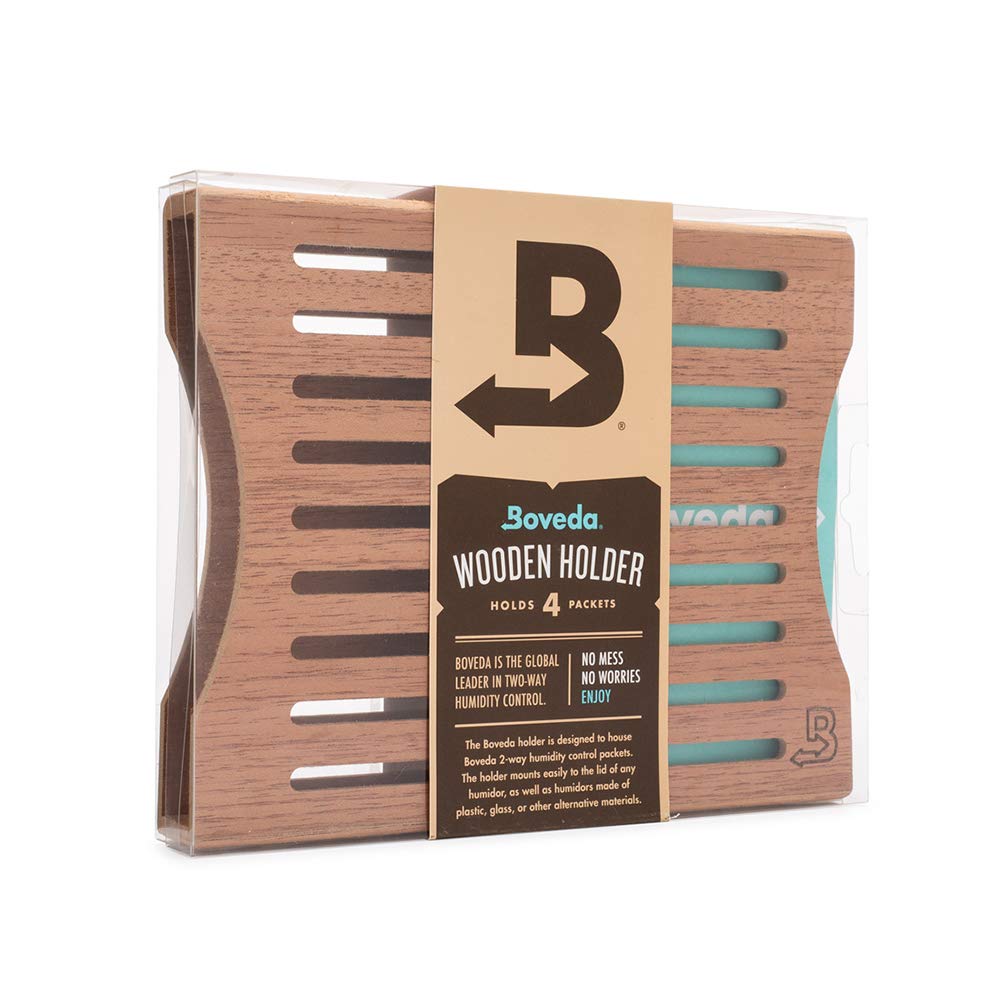 Boveda for Cigars | Wood Boveda Holder for Humidor | For Use With Four (4) Size 60 Boveda (Sold Separately) | Includes Magnetic and Velcro® Mounting Kits | 1-Count