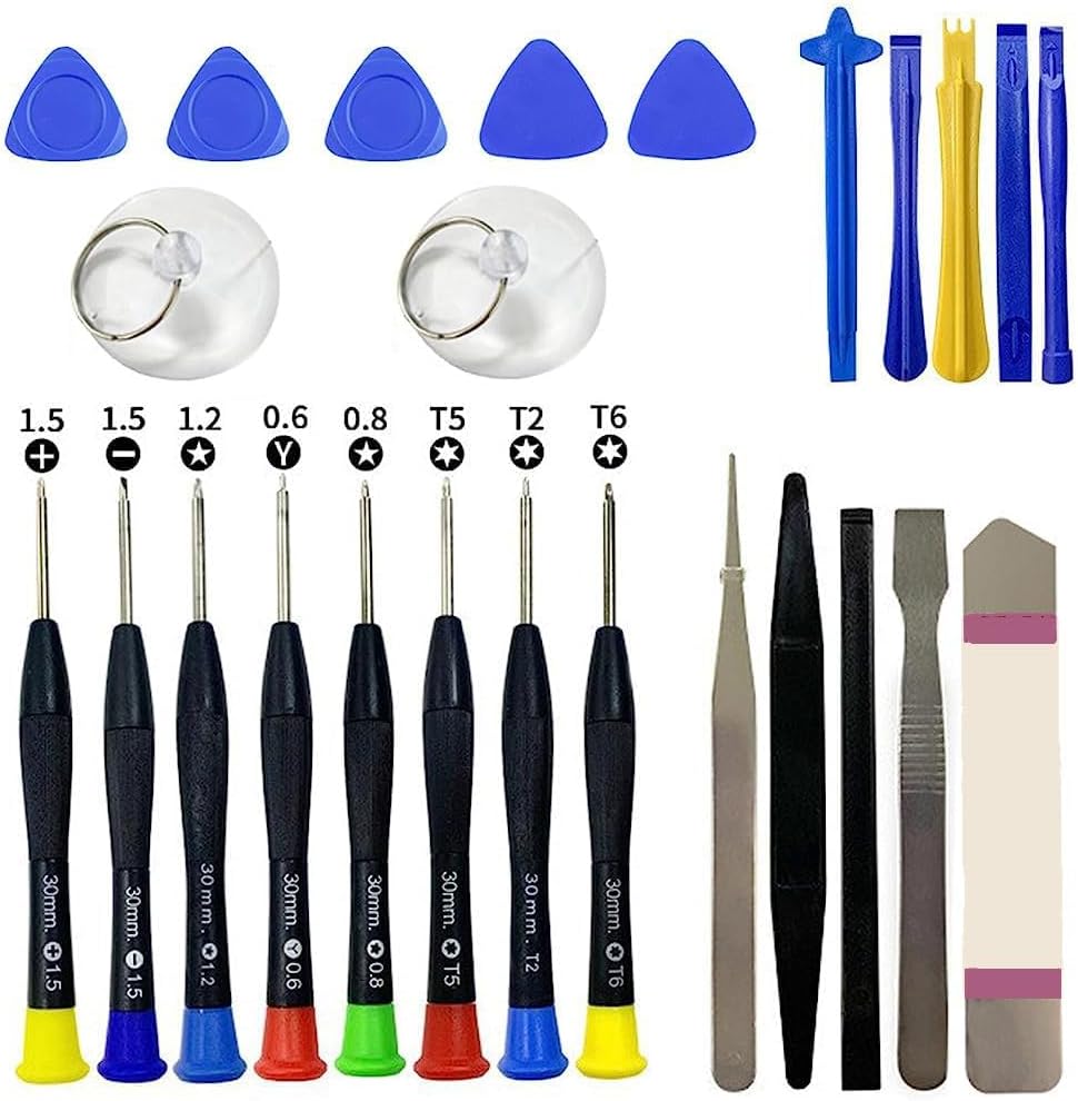 25 in 1 Phone Repair Tool Kit, Prying Tool Kit Glasses Repair kit pry Tool pc Tool kit iPhone Repair kit Repair Kit with Magnetic Screwdrivers Set for Smart Phone Disassembly and Repair