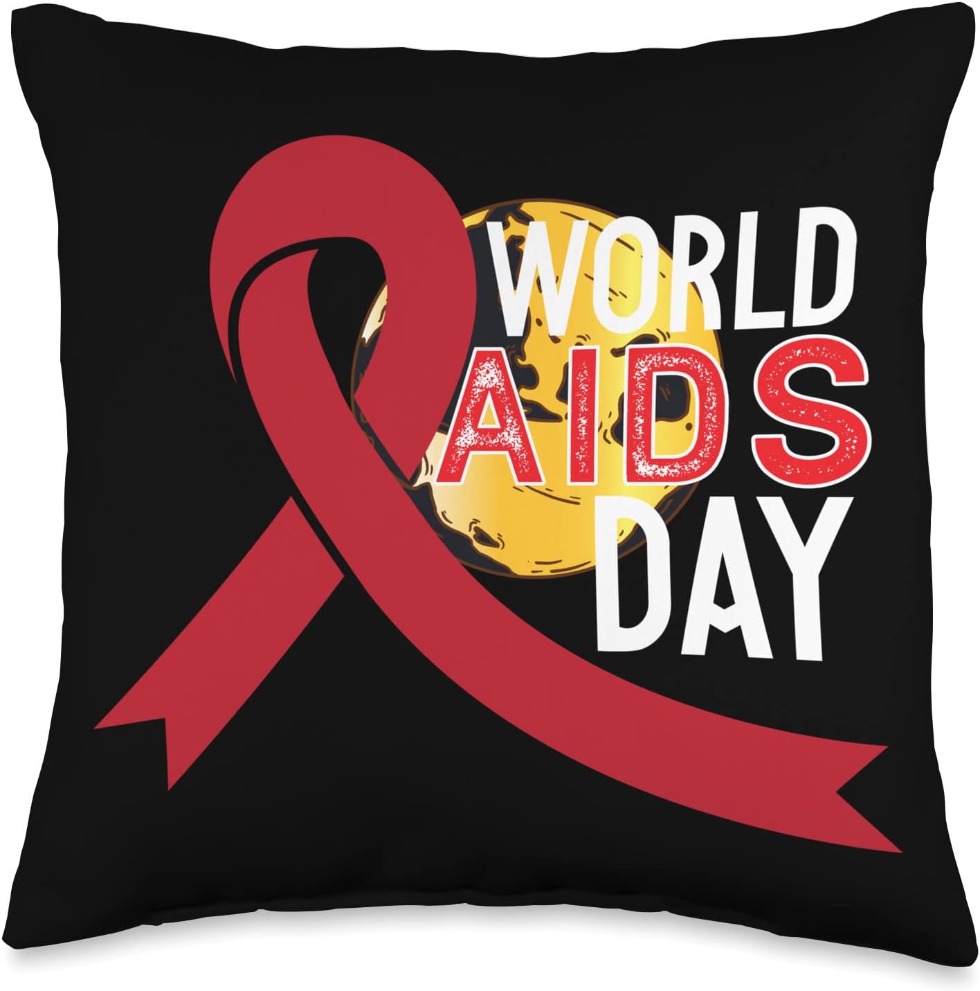 Red Ribbon, Hiv Positive, World Aids Day Throw Pillow, 16x16, Multicolor