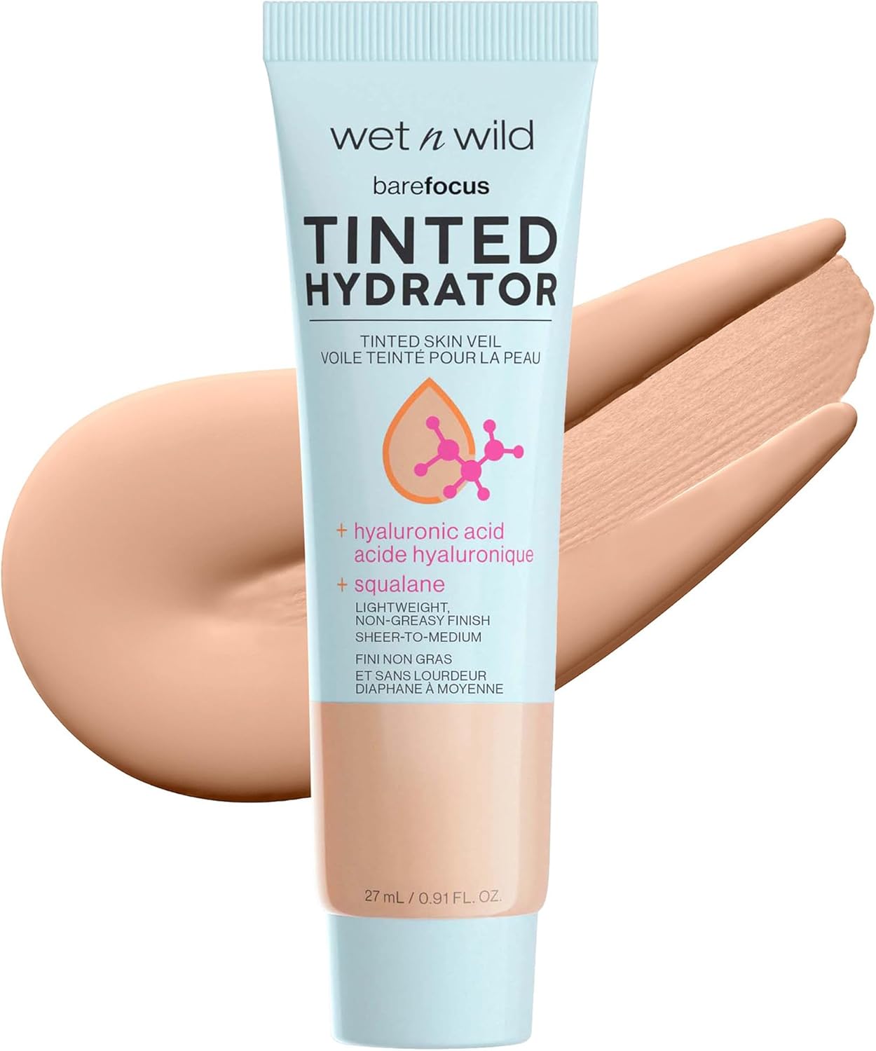 Wet n Wild, Bare Focus Tinted Hydrator, Tinted Moisturiser with Hyaluronic Acid, Lightweight Formula with Semi-Matte Finish for Oily Skin, Light to Medium Coverage, Light