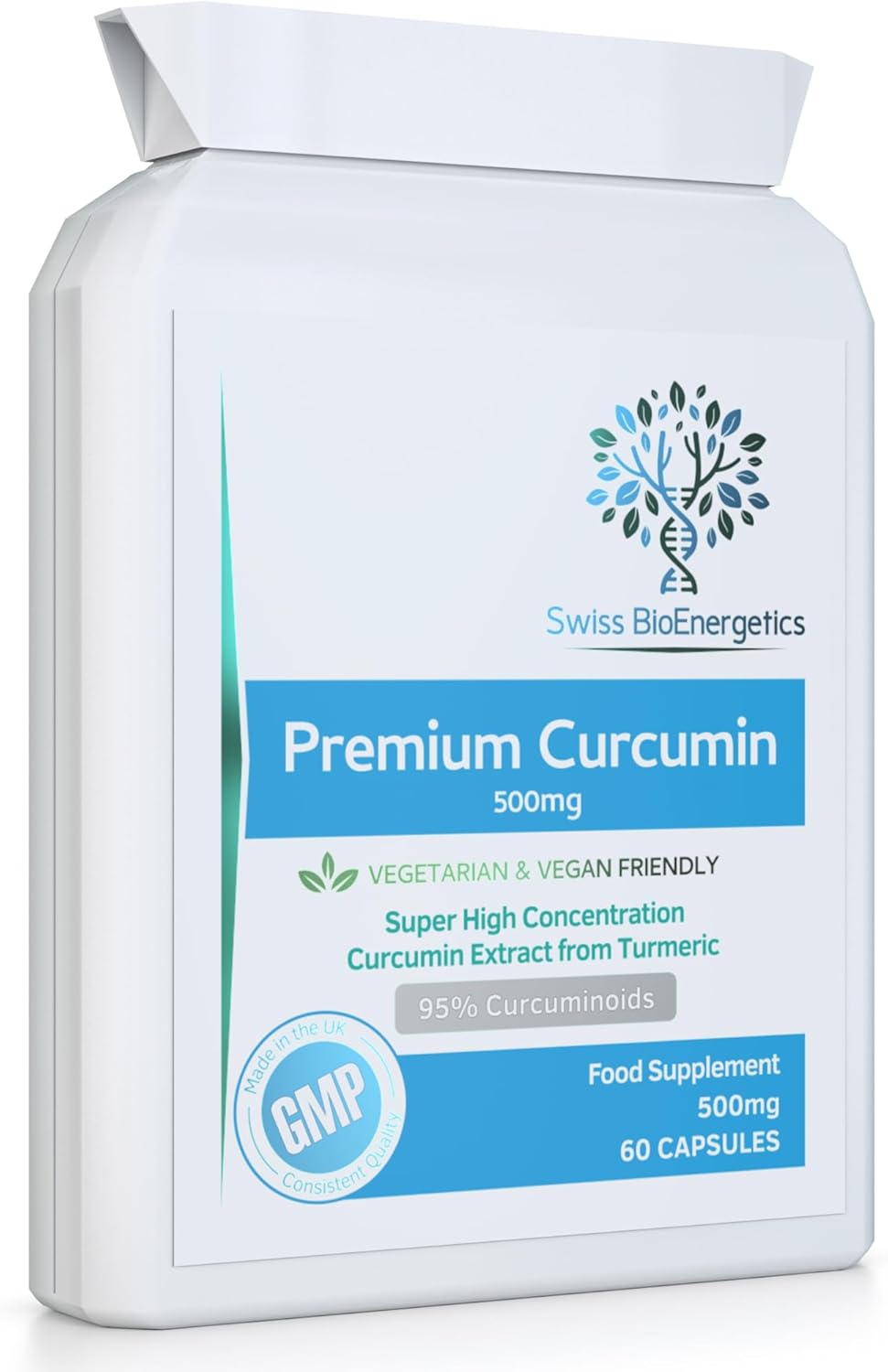 Premium Curcumin 95% with Black Pepper Extract 500mg - 60 Vegan Capsules - Turmeric Extract Minimum 95% Curcuminoids