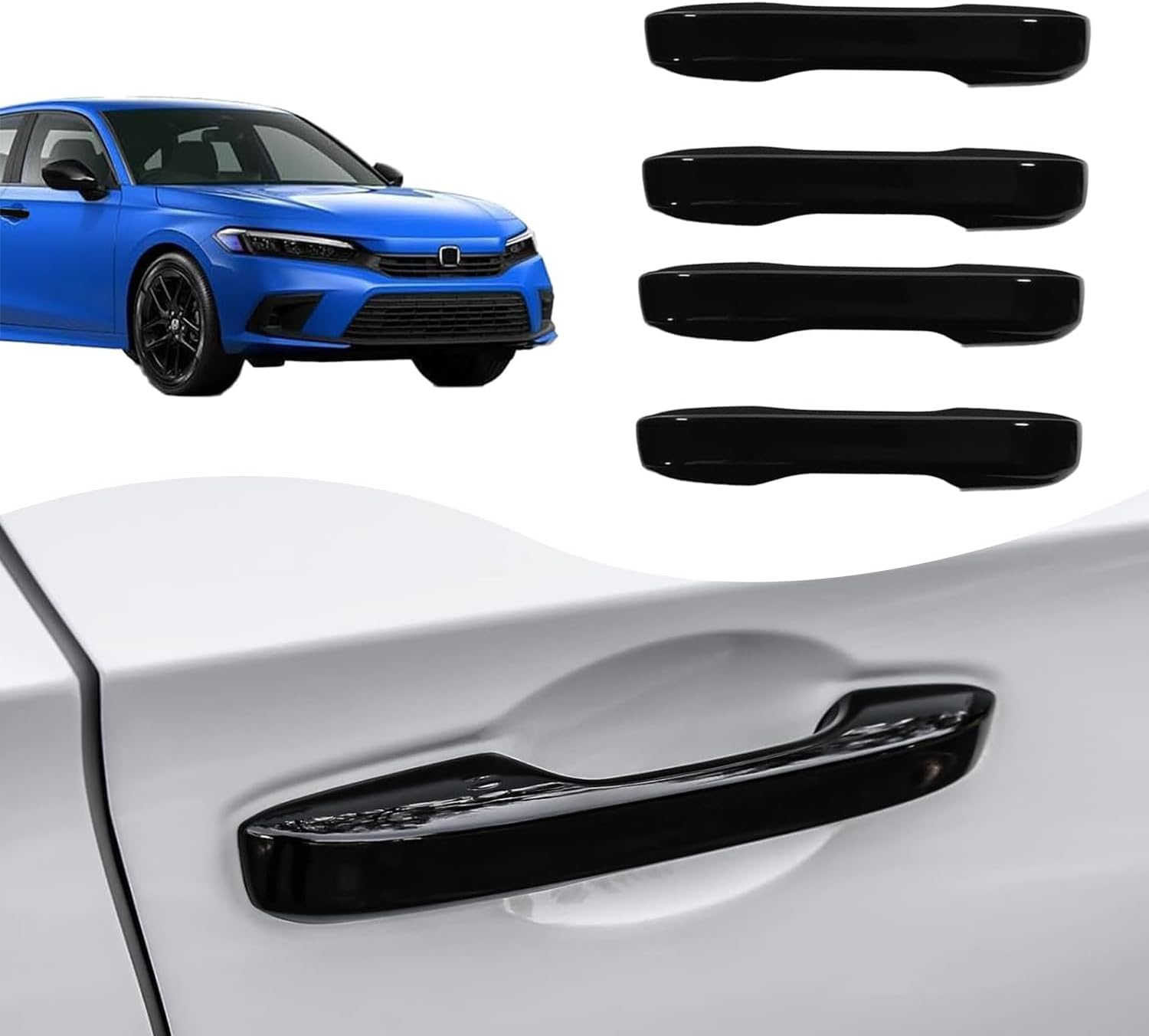 Car Exterior Door Handle Cover Trim for 11th Honda Civic 2022 2023 2024 2025 for Accord CR-V HR-V 2023 2024 2025 (Glossy Black)